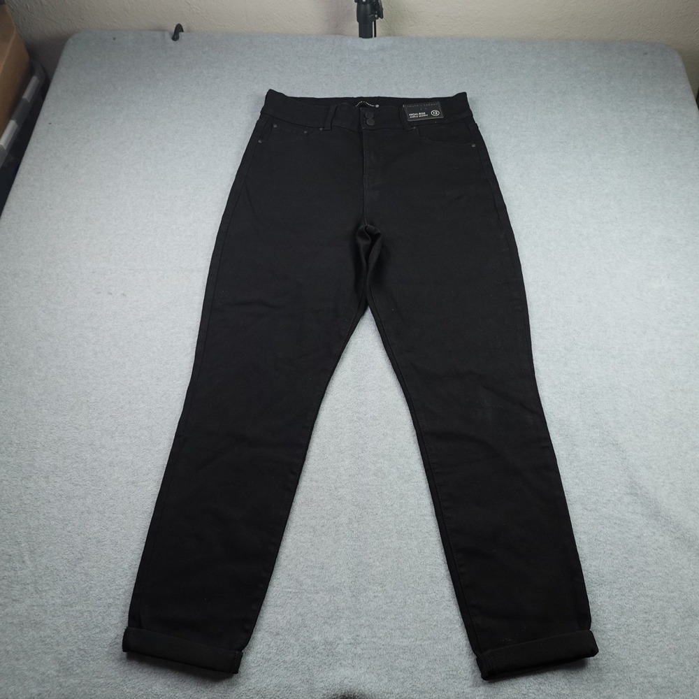 Truth + Theory Jeans Womens 12 Black High-Rise Ankle Skinny Tummy Control Denim